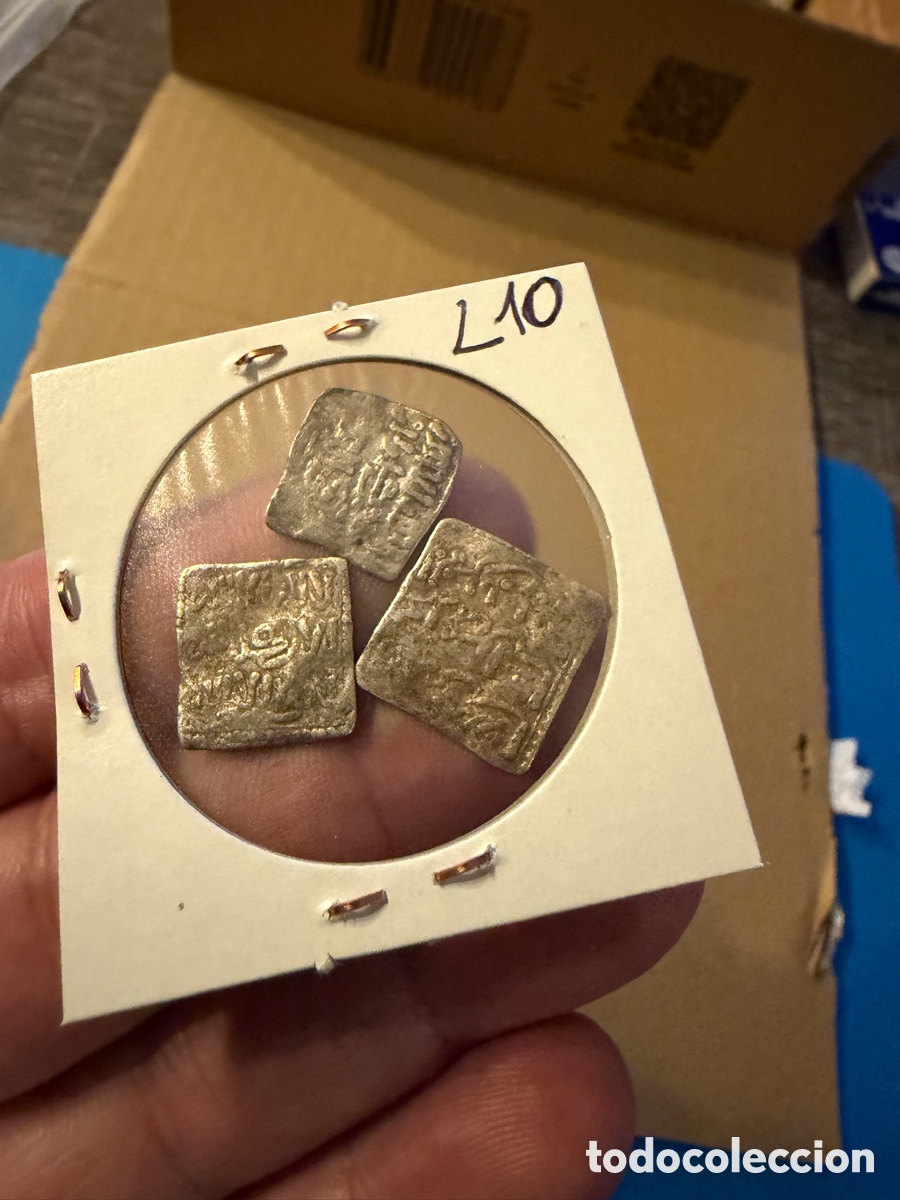 Monedas hispano &aacute;rabes: 3 Almohade .Dirham D&iacute;rhem.Merinies plata silver L10