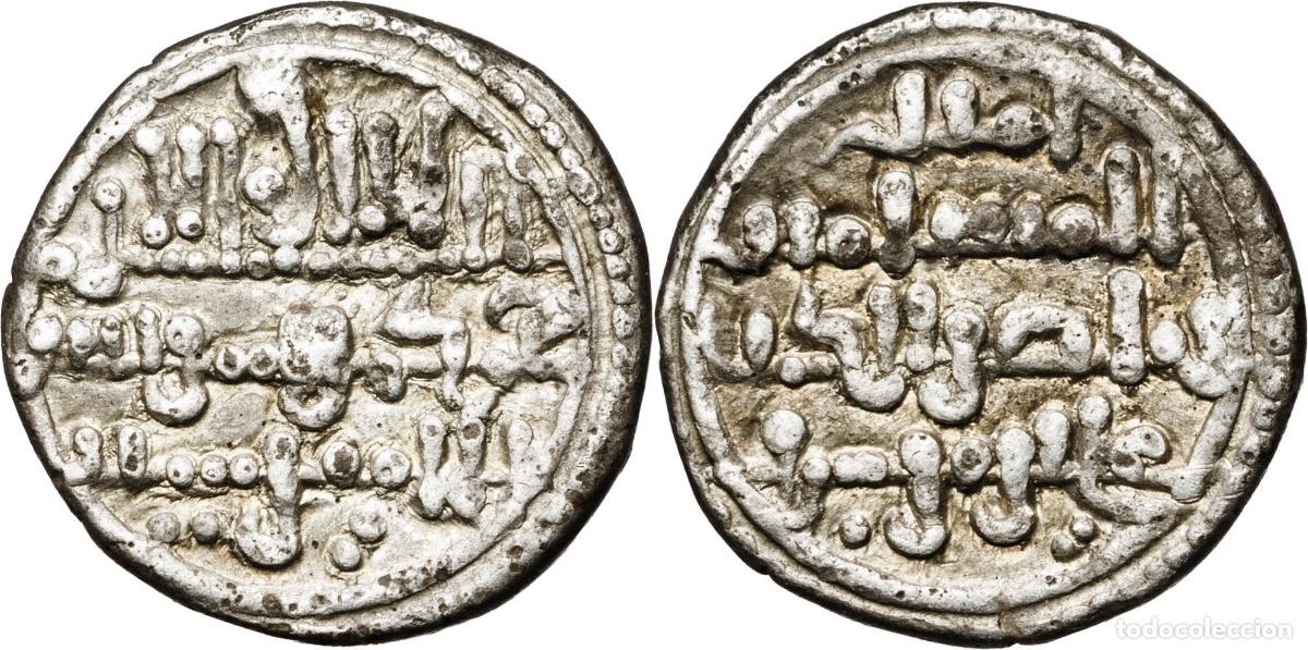Monedas hispano &aacute;rabes: Moneda plata Hispano arabe. Almor&aacute;vides. Ali y el amir Sir. Quirate. Certificado autenticidad