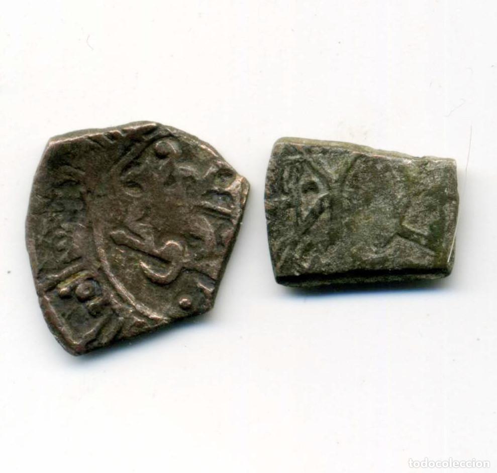 Monedas Hispano &aacute;rabes: XS- TAIFAS LLEIDA lot x2 Fragments de Dirham Yusuf ibn Hud 1049-1061 dC