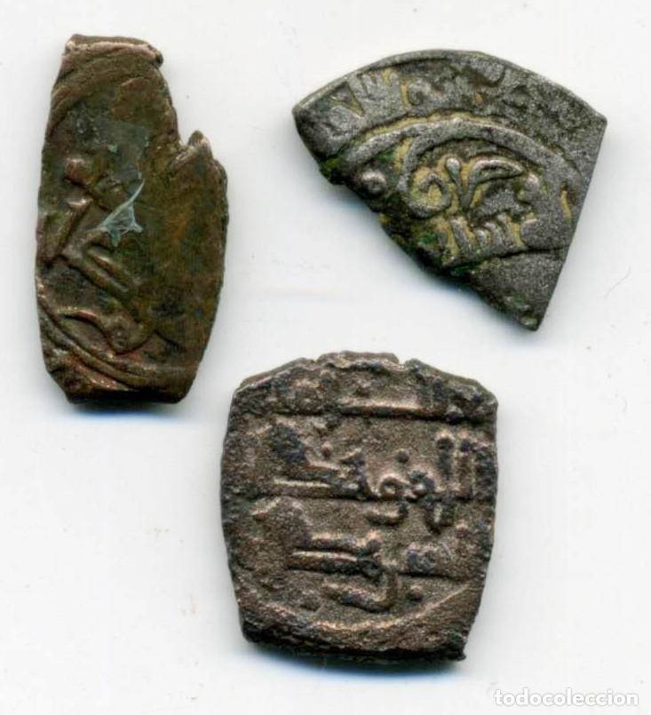 Monedas Hispano &aacute;rabes: XS- TAIFAS ZARAGOZA Lote x3 Handuses o Fragmentos de Dirham Siglo XI