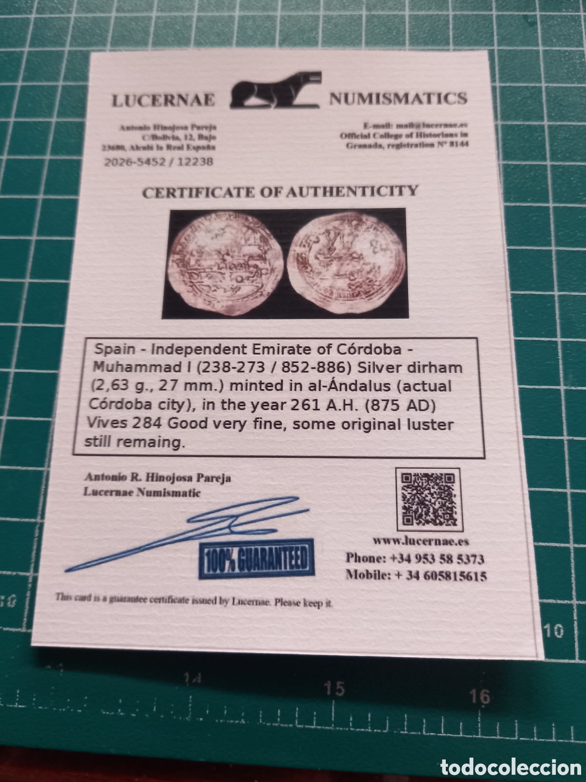 Monedas Hispano &aacute;rabes: Espa&ntilde;a Emirato C&oacute;rdoba dirham 261 H - Foto 3