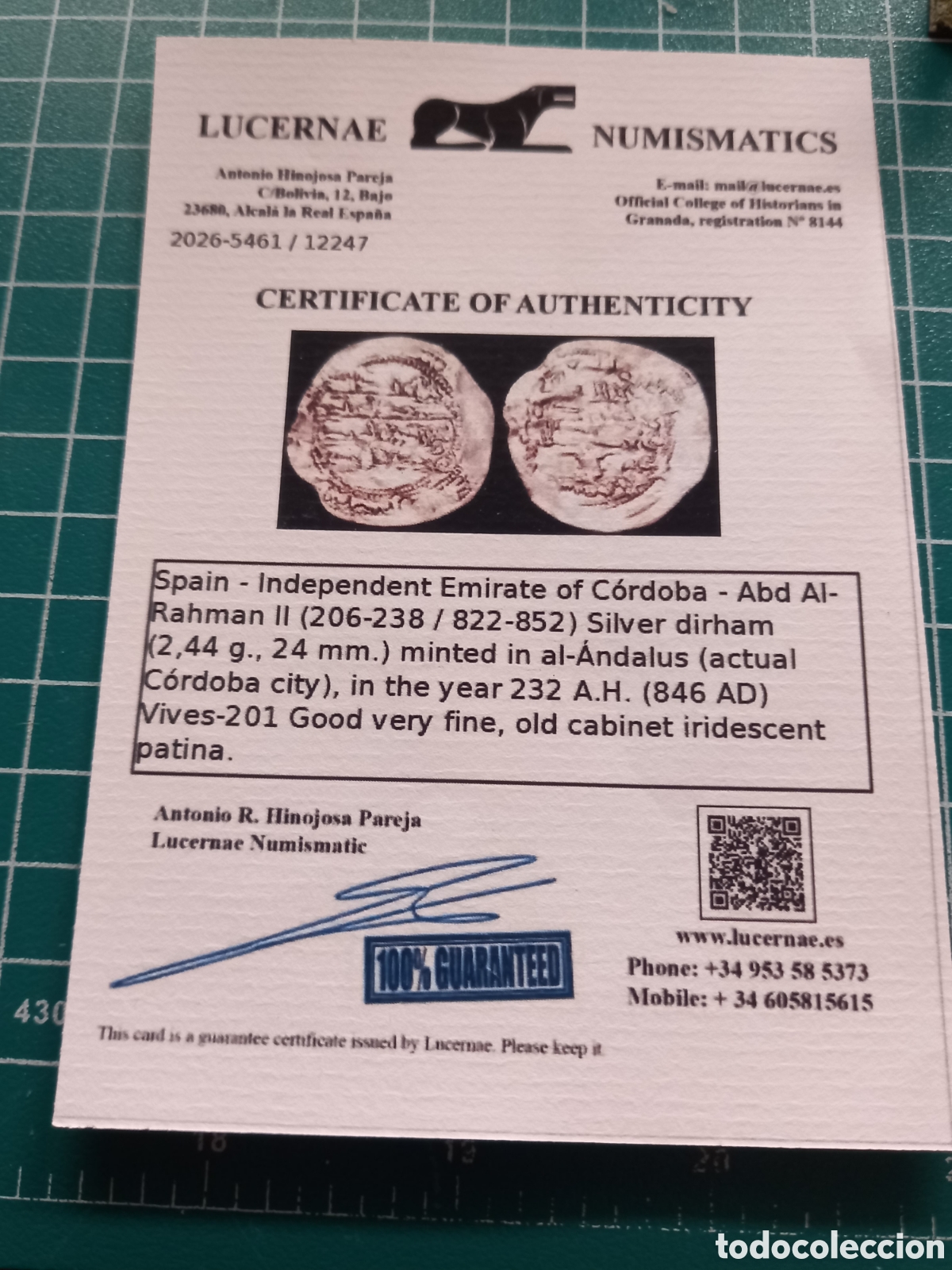 Monedas Hispano &aacute;rabes: Espa&ntilde;a dirham Emirato C&oacute;rdoba 232 H - Foto 3