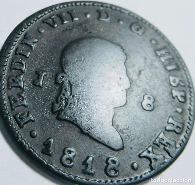 Monedas Hispano &aacute;rabes: 8 maraved&iacute;s, a&ntilde;o 1818, reinado de Fernando VII, Real Casa de Moneda de Segovia