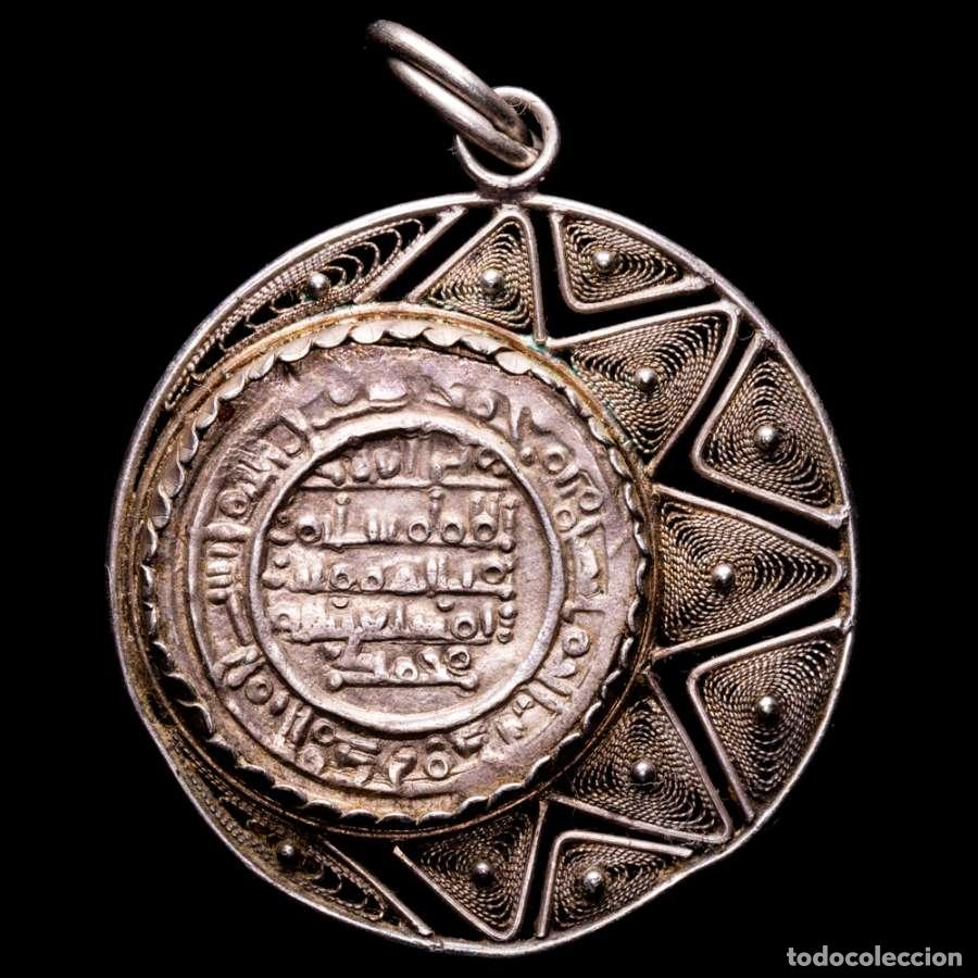 Monedas Hispano &aacute;rabes: Califato de Cordoba, Sulayman, Dirham engarzado, plata. Medina Zahra