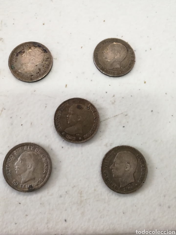 Monedas ib&eacute;ricas: LOTE DE MONEDAS DE CINCUENTA C&Eacute;NTIMOS DE PLATA - Foto 1