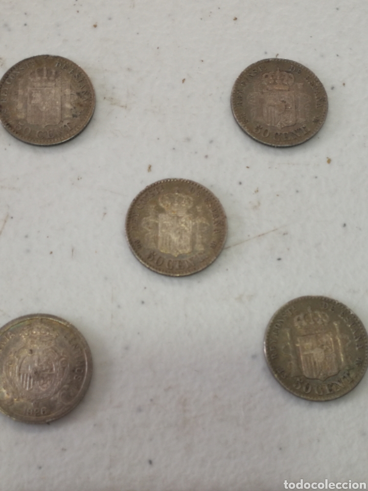 Monedas ib&eacute;ricas: LOTE DE MONEDAS DE CINCUENTA C&Eacute;NTIMOS DE PLATA - Foto 2