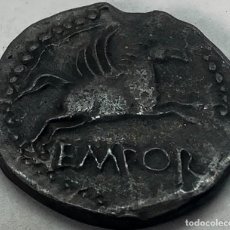 Monedas ibéricas: RÉPLICA MONEDA 50-27 A.C. AS. EMPORION, AMPURIAS, GERONA, CATALUÑA. IBERIA. DIOSA PALAS ATENEA