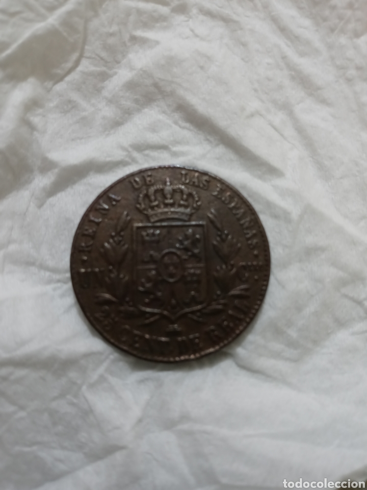Monedas ib&eacute;ricas: 25 c&eacute;ntimo 1861d real reina isabel 2 - Foto 2