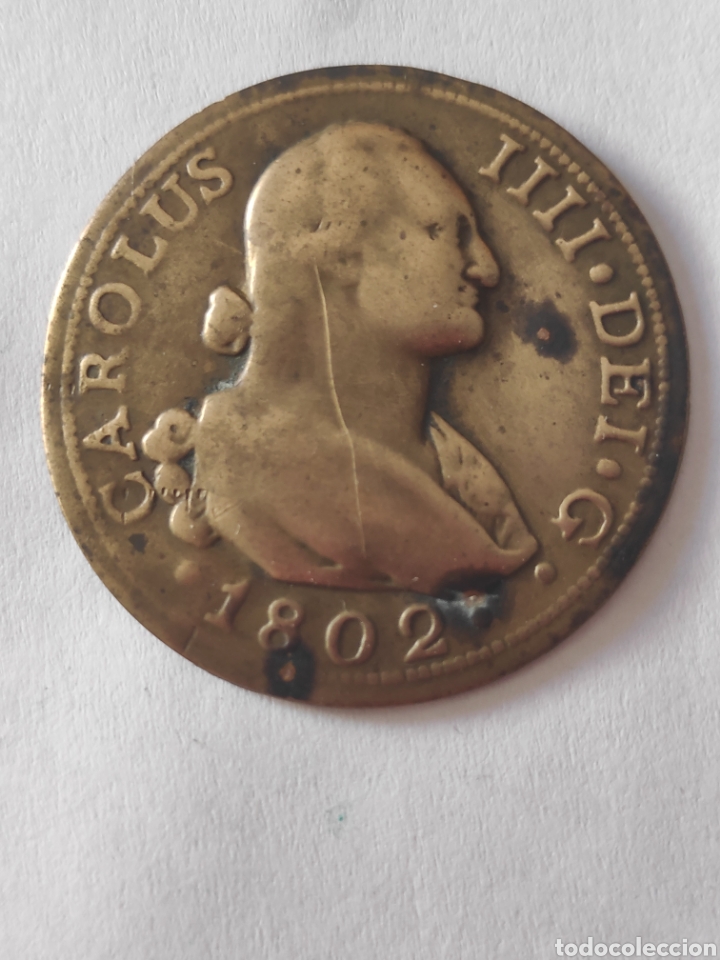 Monedas ib&eacute;ricas: Medalla o moneda de Carlos IIII 1802 - Foto 1