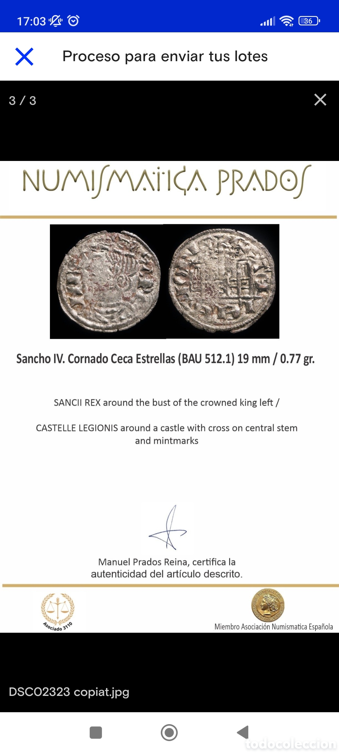 Monedas ib&eacute;ricas: Moneda de Sancho IV Cornado - Foto 3