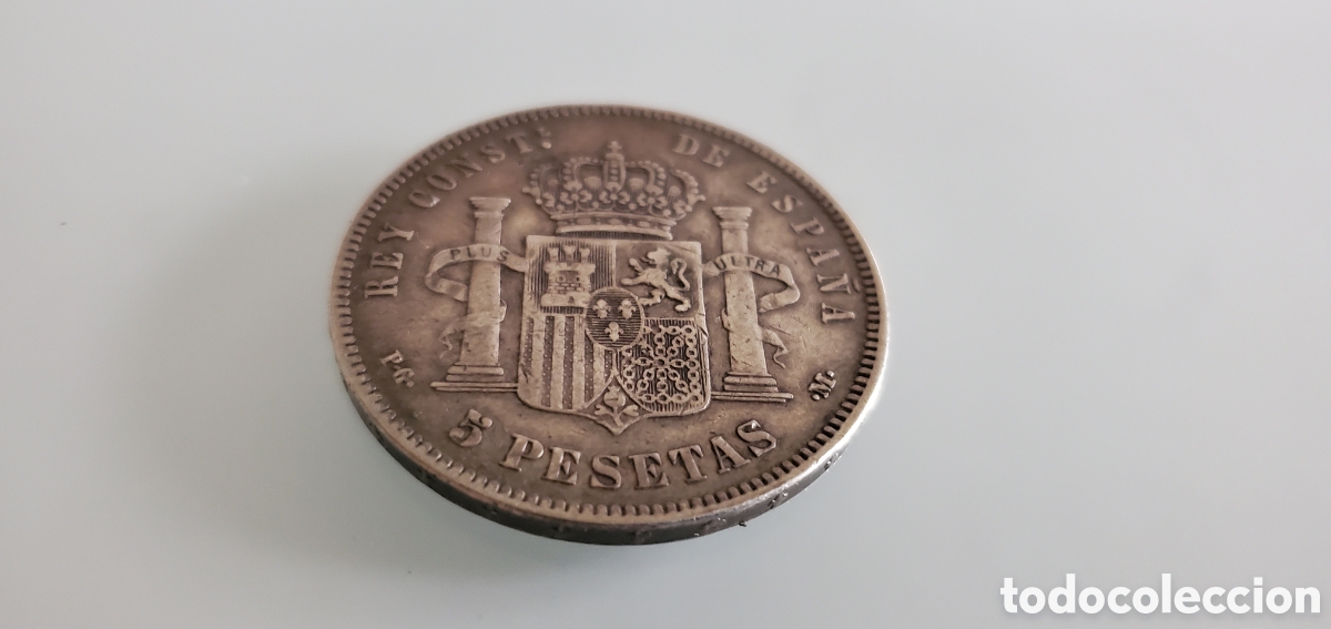Monedas ib&eacute;ricas: Moneda 5 Pesetas 1891 Plata - Foto 2