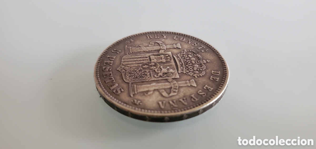 Monedas ib&eacute;ricas: Moneda 5 Pesetas 1891 Plata - Foto 3