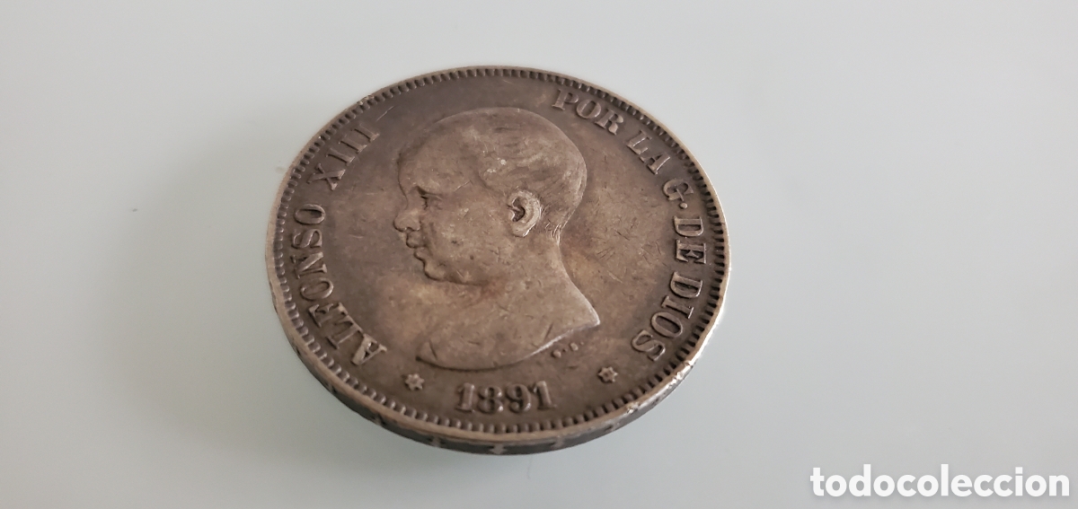 Monedas ib&eacute;ricas: Moneda 5 Pesetas 1891 Plata - Foto 1