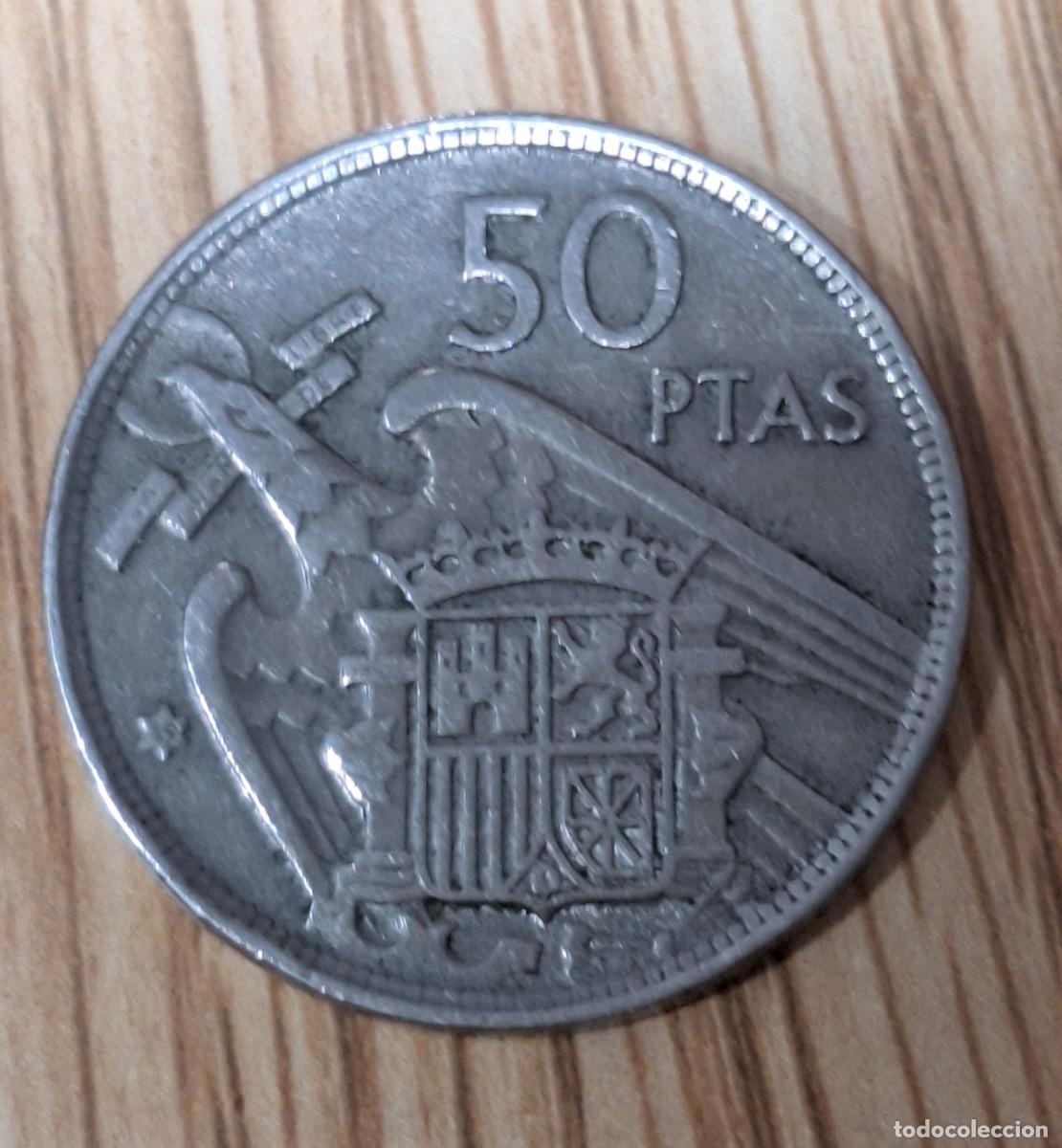 Monedas ib&eacute;ricas: Moeda de 50 PTAS de 1957 - *59 - Foto 5