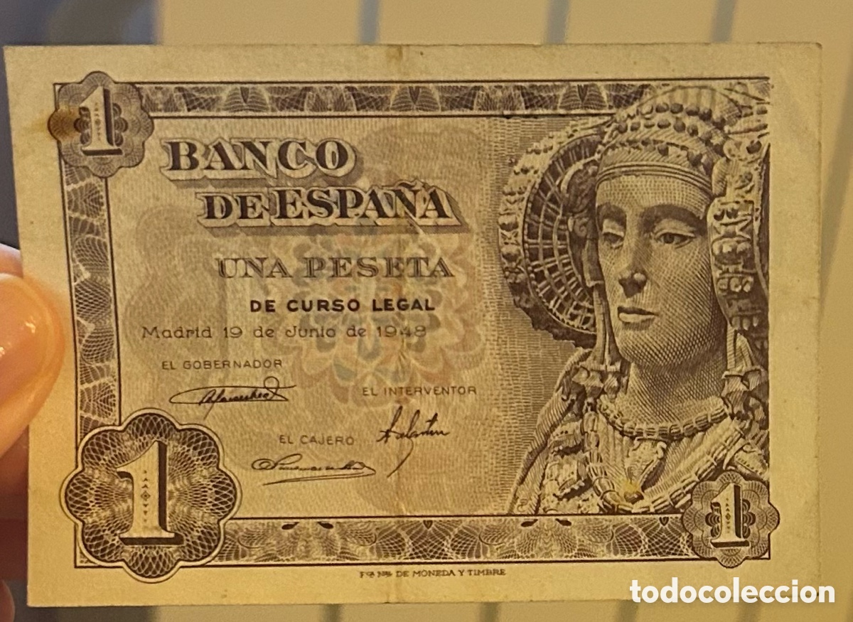 Monedas ib&eacute;ricas: Billete 1 peseta 1948 - Foto 1