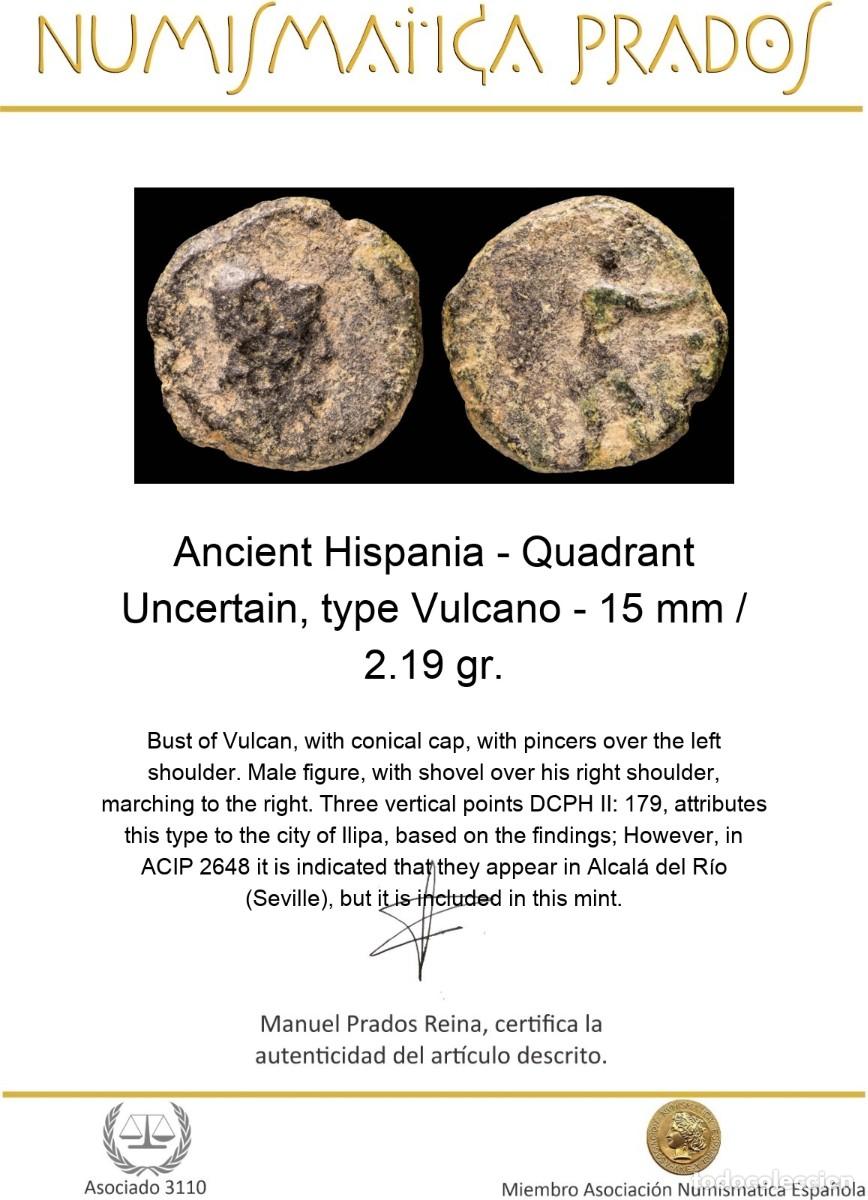 Monedas ib&eacute;ricas: Ancient Hispania - Quadrant Uncertain, type Vulcano - 15 mm / 2.19 gr. - Foto 2