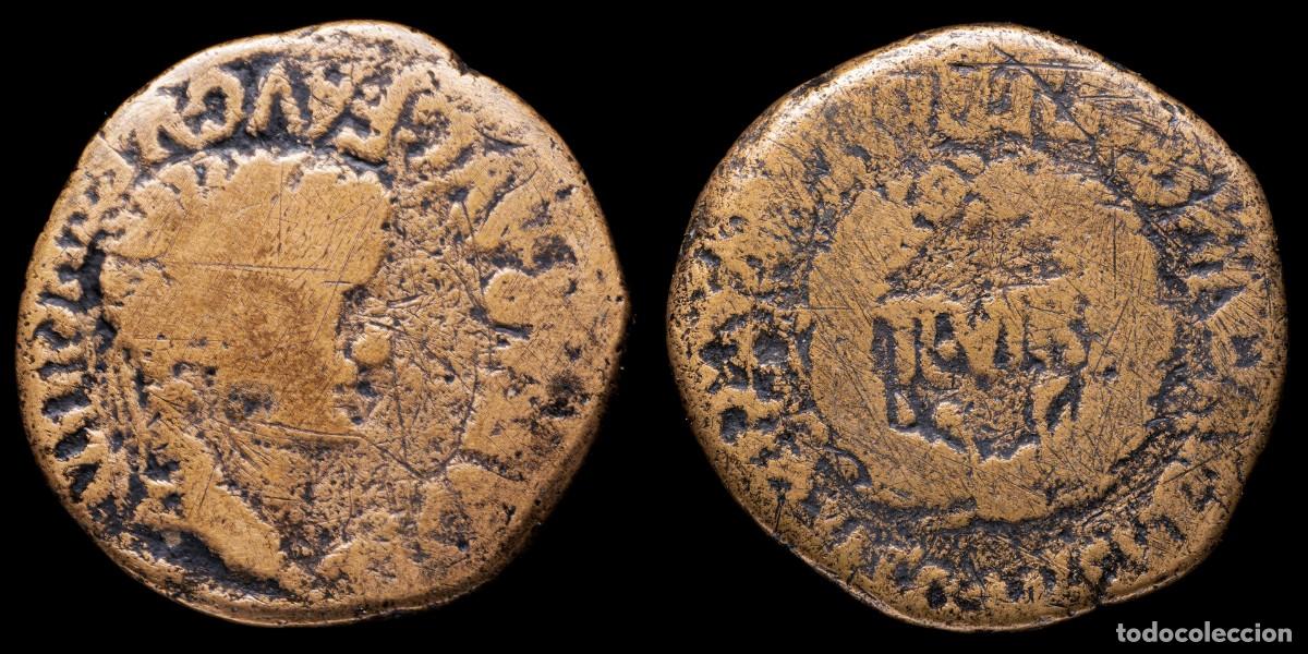 Monedas ib&eacute;ricas: Ancient Hispania Tiberius As, TURIASO (Tarazona, Zaragoza) - 26 mm / 10,24 gr.