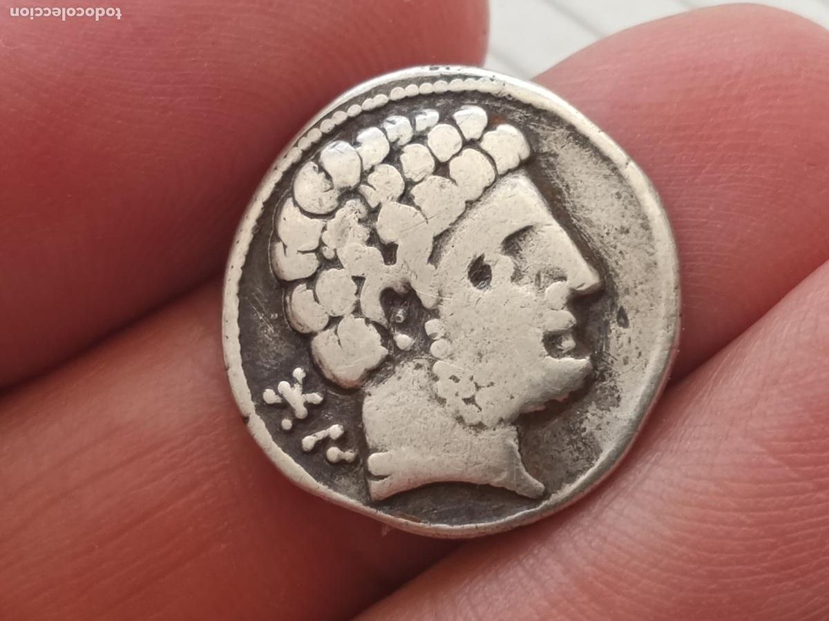 Monedas ib&eacute;ricas: DENARIO DE PLATA DE BOLSKAN HUESCA (180-20 A.C.)