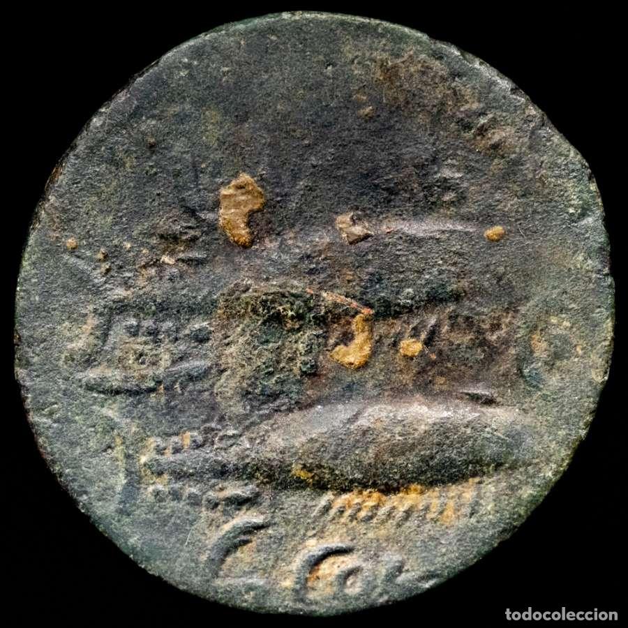 Monedas ib&eacute;ricas: Gades (actual C&aacute;diz) 200-100 a.C. As de bronce - H&eacute;rcules / Atunes