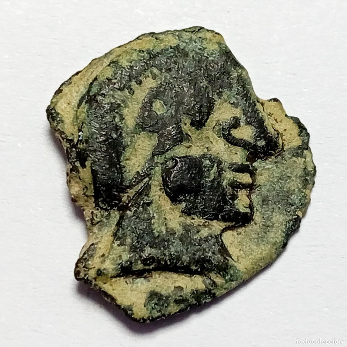 Monedas ib&eacute;ricas: ⚜️ BBF6 8. Bonito cuadrante a identificar. Jinete a galope. 2,12 g. AE 17