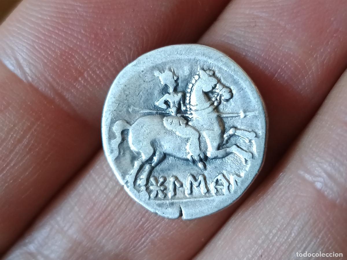 Monedas ib&eacute;ricas: Denario de plata maciza de Bolskan, Osca, Huesca