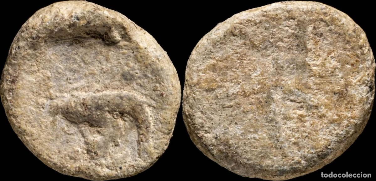 Monedas ib&eacute;ricas: Ancient Hispania - Plomo Monetiforme, mining Series - 12 mm / 2.58 gr.