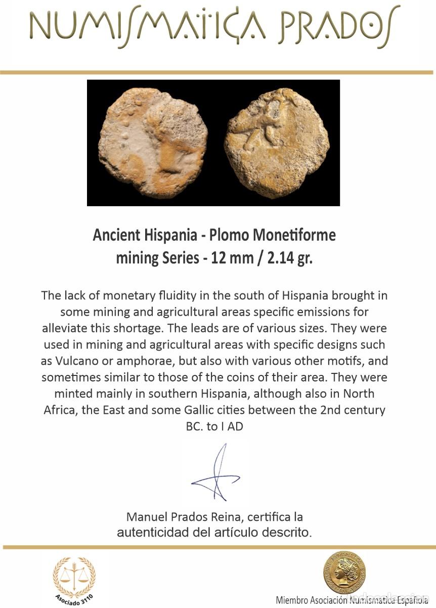 Monedas ib&eacute;ricas: Ancient Hispania - Plomo Monetiforme, mining Series - 12 mm / 2.14 gr - Foto 2