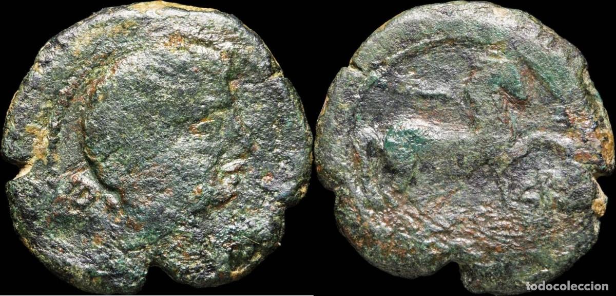 Monedas ib&eacute;ricas: Ancient Hispania - Kese Tarraco (Tarragona) Ae Semis - 21 mm / 4.78 gr.