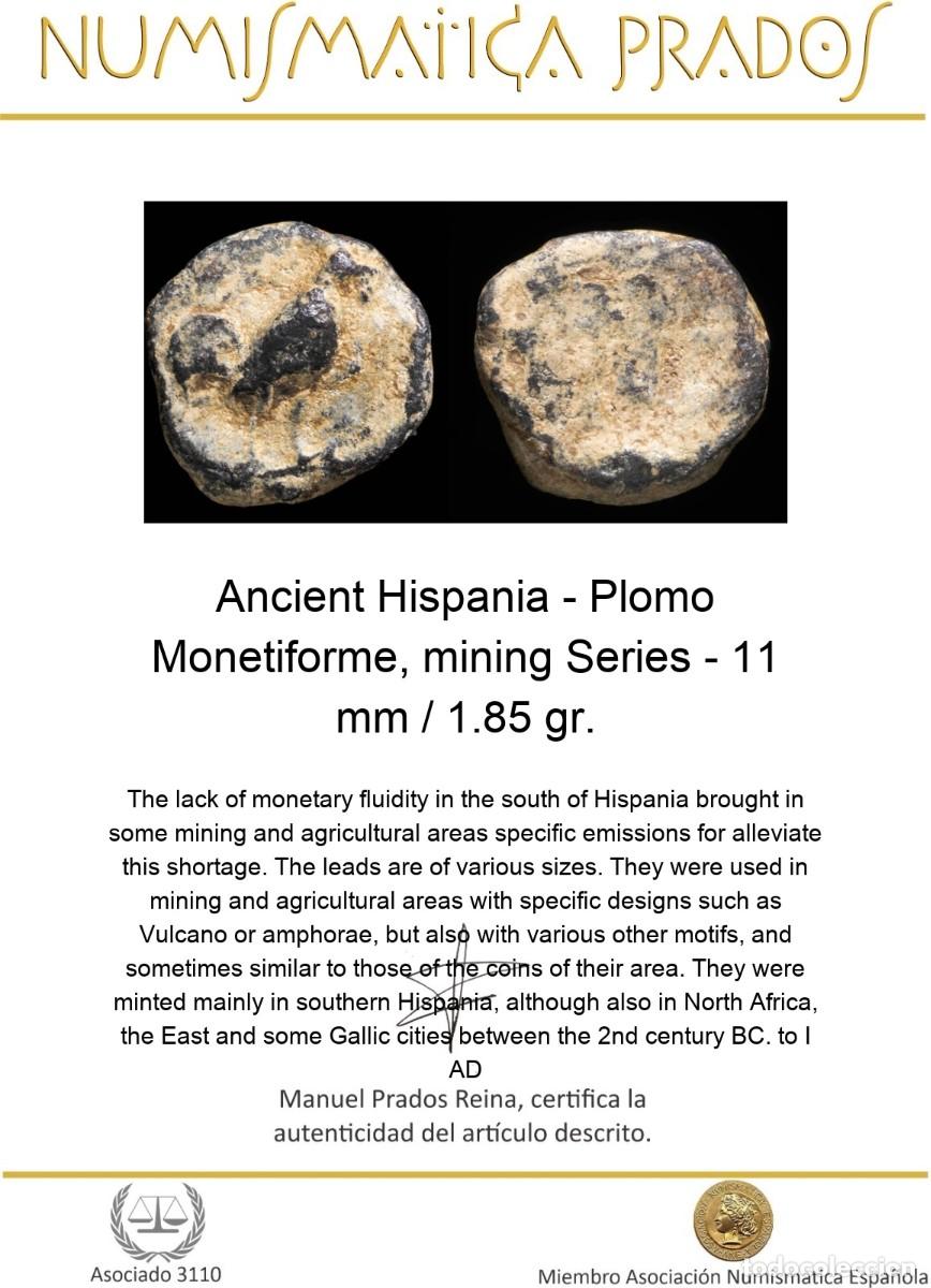 Monedas ib&eacute;ricas: Ancient Hispania - Plomo Monetiforme, mining Series - 11 mm / 1.85 gr. - Foto 2