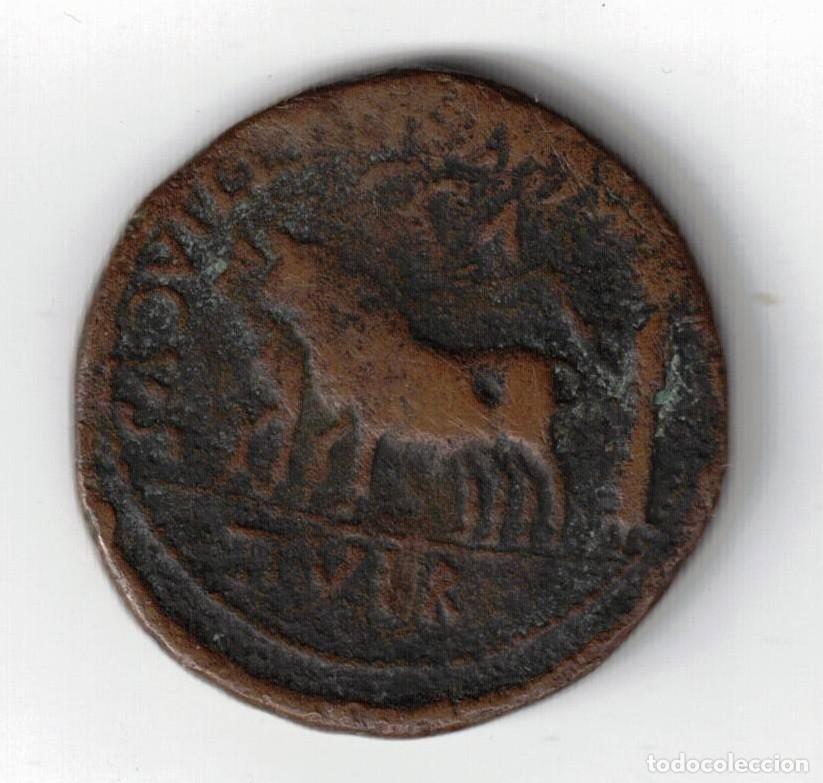 Monedas ib&eacute;ricas: MONEDA IMPERIO ROMANO AS BRONCE TIBERIO CAESARAUGUSTA ZARAGOZA YUNTA - Foto 2