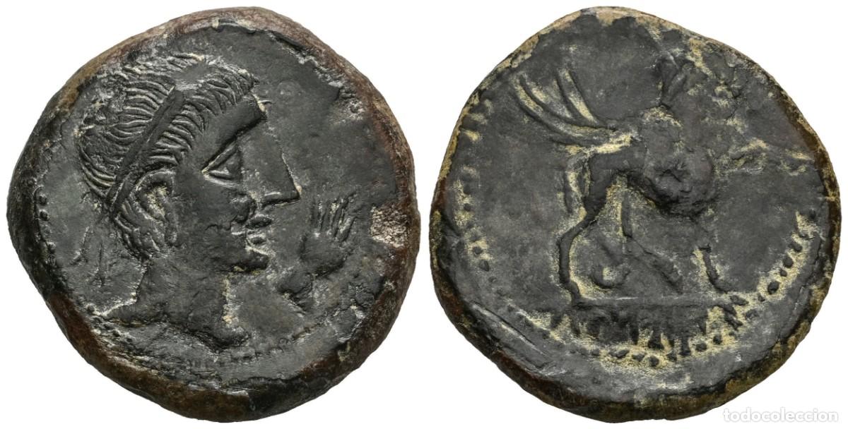 Monedas ib&eacute;ricas: SC. Hispania. As. 180 a.C. C&aacute;stulo. (Linares, Jaen). Cobre 14.69 g.