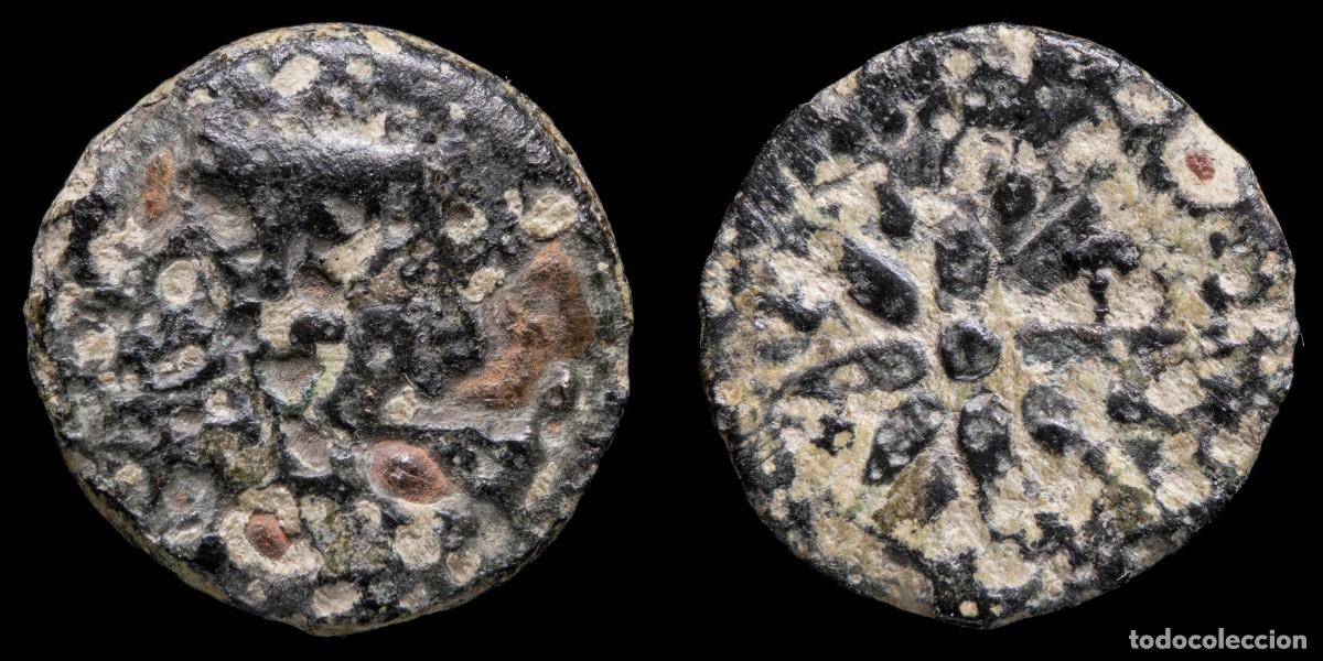 Monedas ib&eacute;ricas: Ancient Hispania - Malaca Sextant (Malaga) - 13 mm / 1,81 gr.