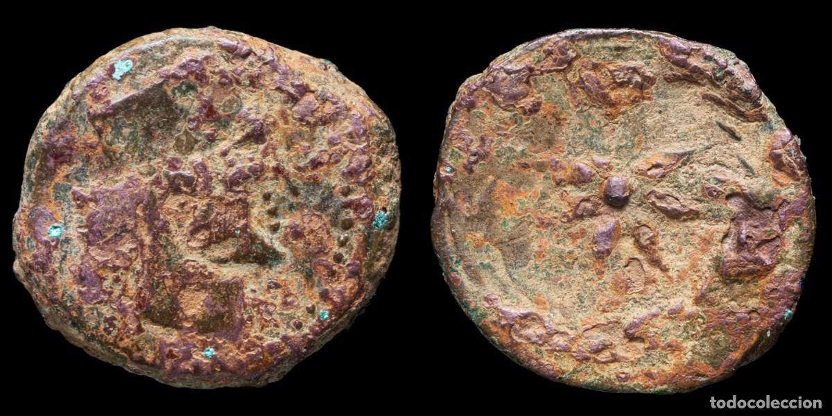 Monedas ib&eacute;ricas: Ancient Hispania - Malaca Ae Semis (Malaga) - 24 mm / 7,43gr.