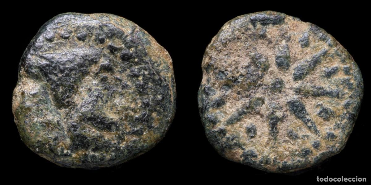 Monedas ib&eacute;ricas: Ancient Hispania - Malaca (Malaga) Ae Quadrans - 13 mm / 1,83gr.