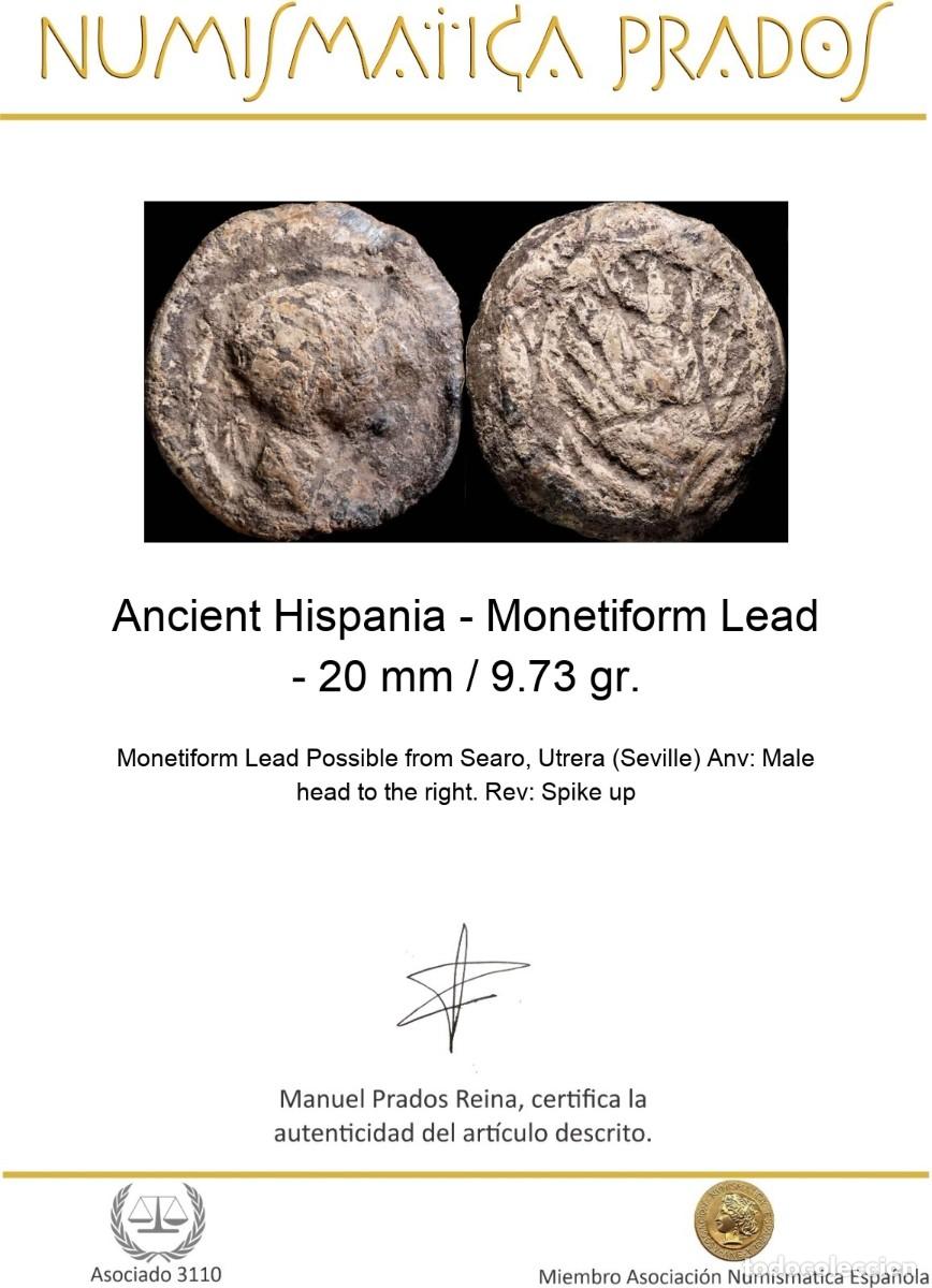 Monedas ib&eacute;ricas: Ancient Hispania - Monetiform Lead - 20 mm / 9.73 gr. - Foto 2