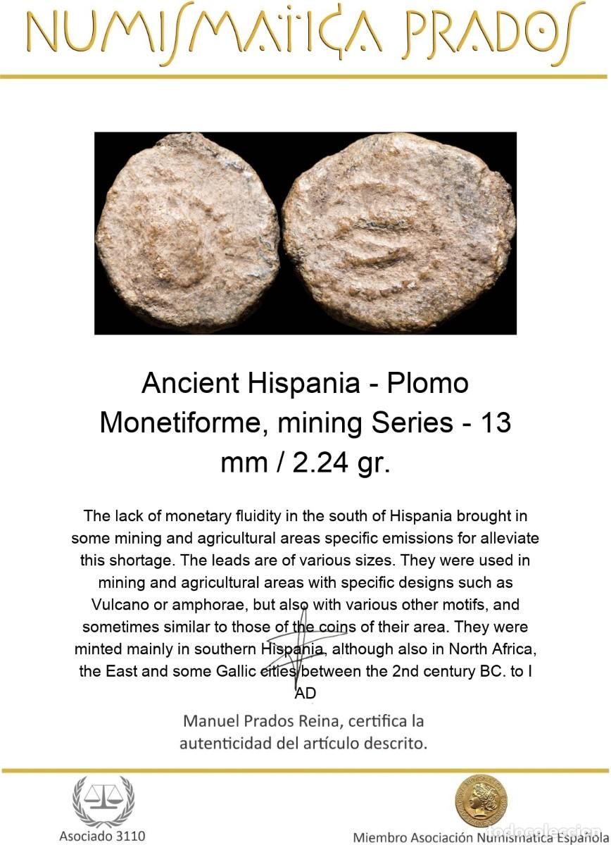Monedas ib&eacute;ricas: Ancient Hispania - Plomo Monetiforme, mining Series - 13 mm / 2.24 gr. - Foto 2