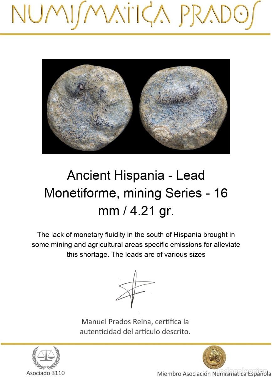 Monedas ib&eacute;ricas: Ancient Hispania - Lead Monetiforme, mining Series - 16 mm / 4.21 gr. - Foto 2