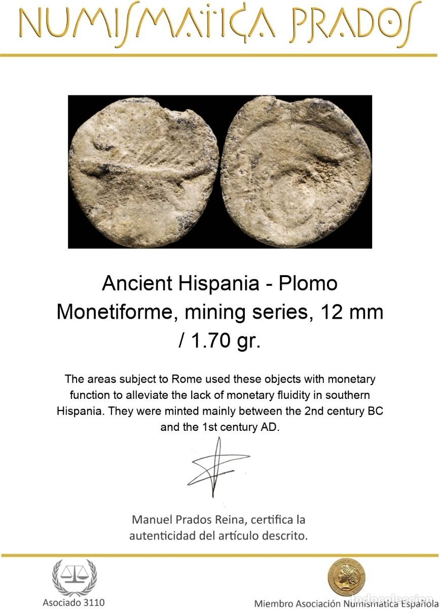 Monedas ib&eacute;ricas: Ancient Hispania - Plomo Monetiforme, mining series, 12 mm / 1.70 gr. - Foto 2