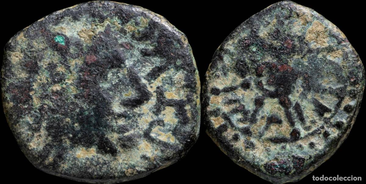 Monedas ib&eacute;ricas: Ancient Hispania - Iptvci, Prado del Rey (Cadiz) Ae Semis - 18 mm / 3.87 gr.