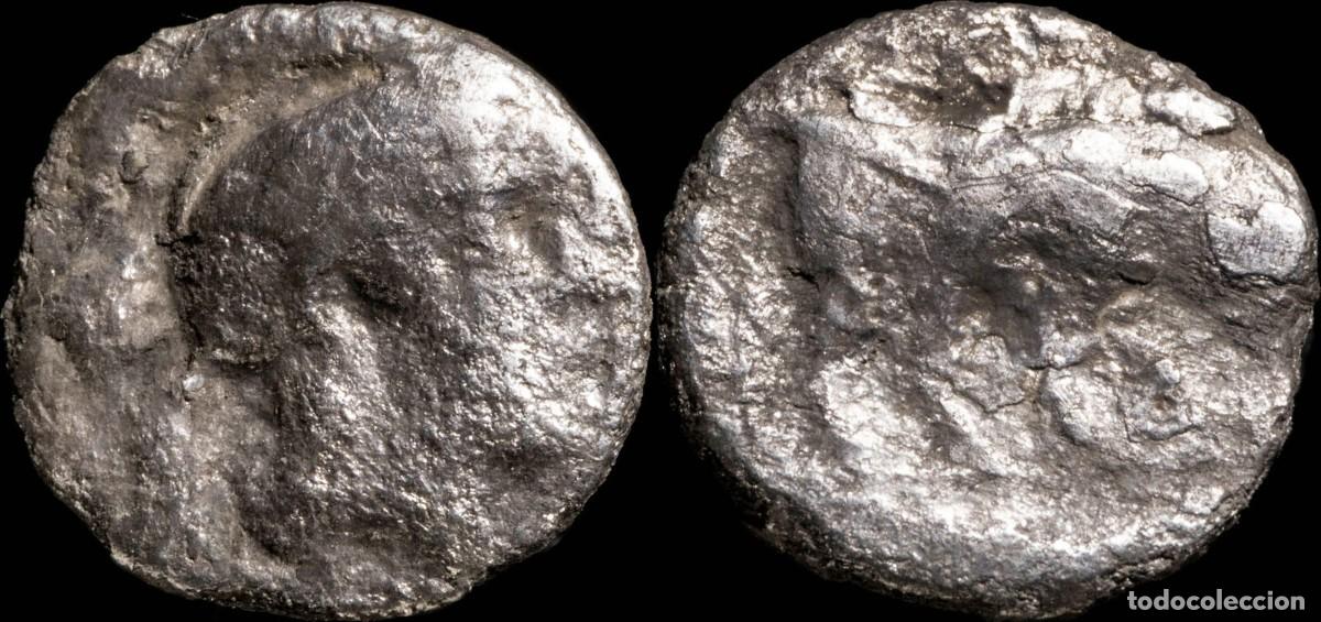 Monedas ib&eacute;ricas: Greek Silver Obol - 10 mm / 0.89 gr.