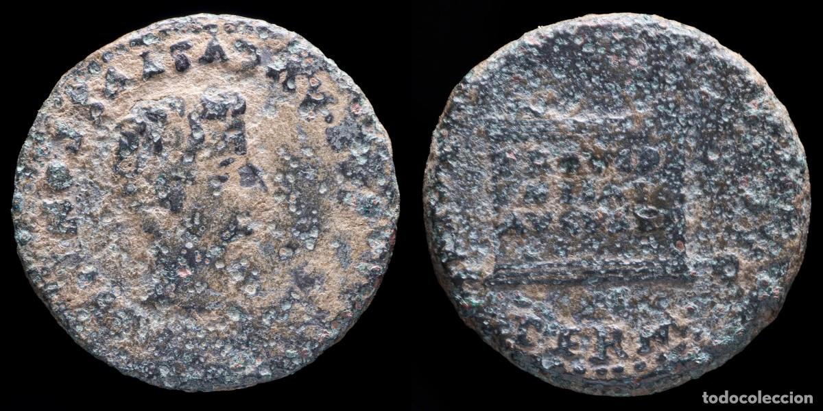 Monedas ib&eacute;ricas: Tiberius As - ERM DIVI AVG MVNIC ITALIC PROVIDE NTIAE AVGVSTI, Italica - 28 mm / 13,40 gr.