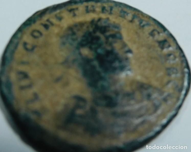 Monedas ib&eacute;ricas: nummus de bronce (follis) del Imperio Romano, Constantino I el Grande,