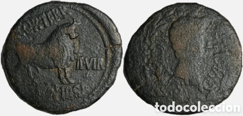 Monedas ib&eacute;ricas: As hispano-romano Celsa 27 a.C.-14 d.C. Augusto - Foto 1