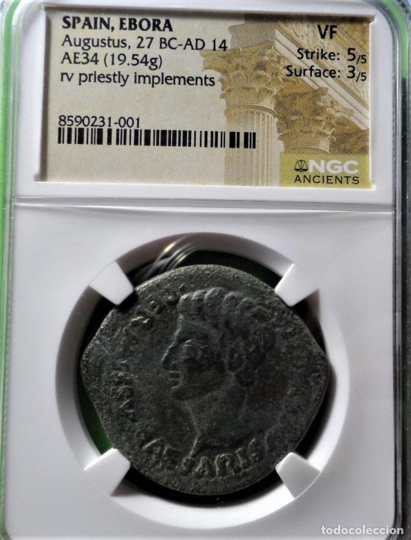Monedas ib&eacute;ricas: EBORA, Dupondio, Evora (Portugal) CERTIFICADA NGC, Vte, Leyenda Rev:IVLI