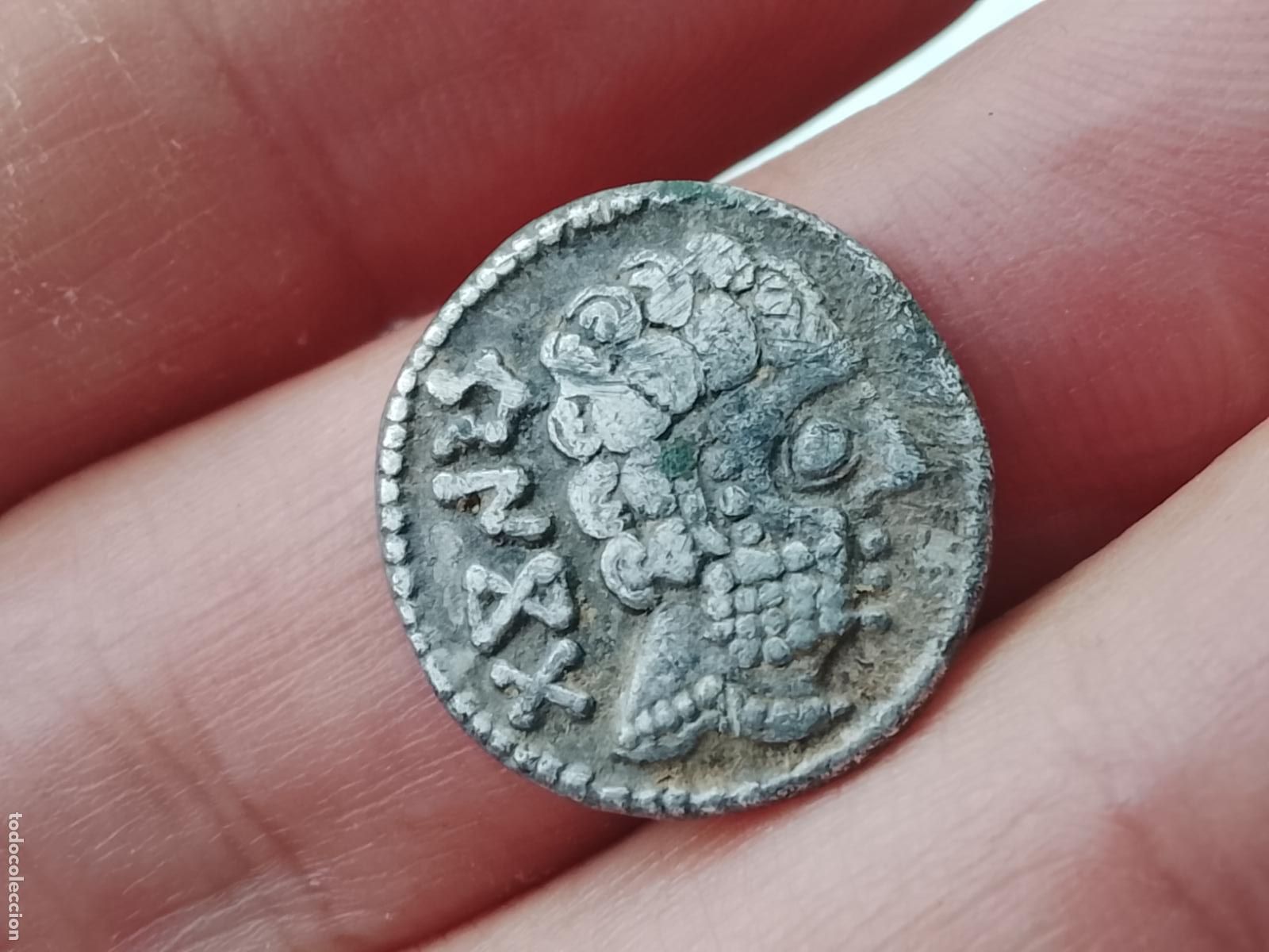 Monedas ib&eacute;ricas: Buen denario de plata maciza de Baskunes, Navarra