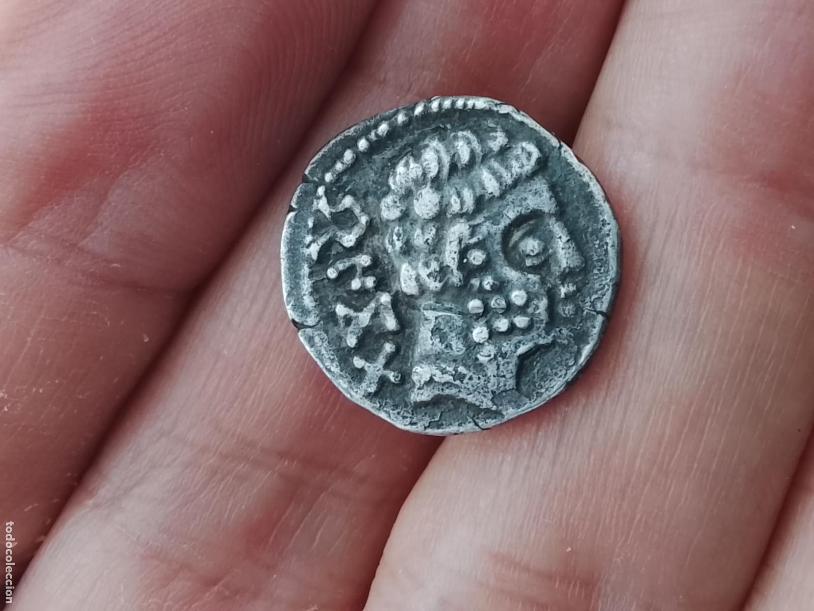 Monedas ib&eacute;ricas: Buen denario de plata maciza de Baskunes, Navarra