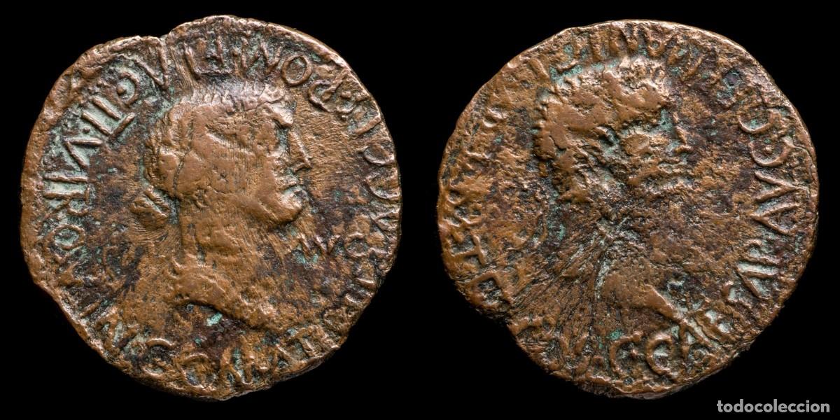 Monedas ib&eacute;ricas: Ancient Hispania - Caligula and Cesonia As, Carthago Nova (Cartagena) - 28 mm / 11,16 gr.