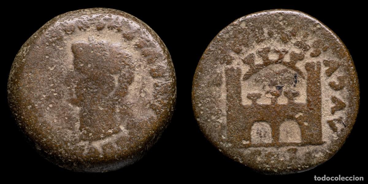 Monedas ib&eacute;ricas: Ancient Hispania - Tiberius As, Emerita Augusta (Merida) - 26 mm / 13,20 gr.