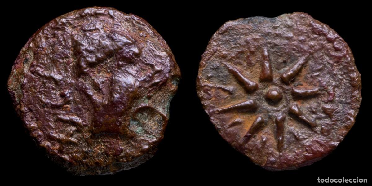Monedas ib&eacute;ricas: Ancient Hispania - Quadrans Malaca ( Malaga) - 14 mm / 1,95 gr.