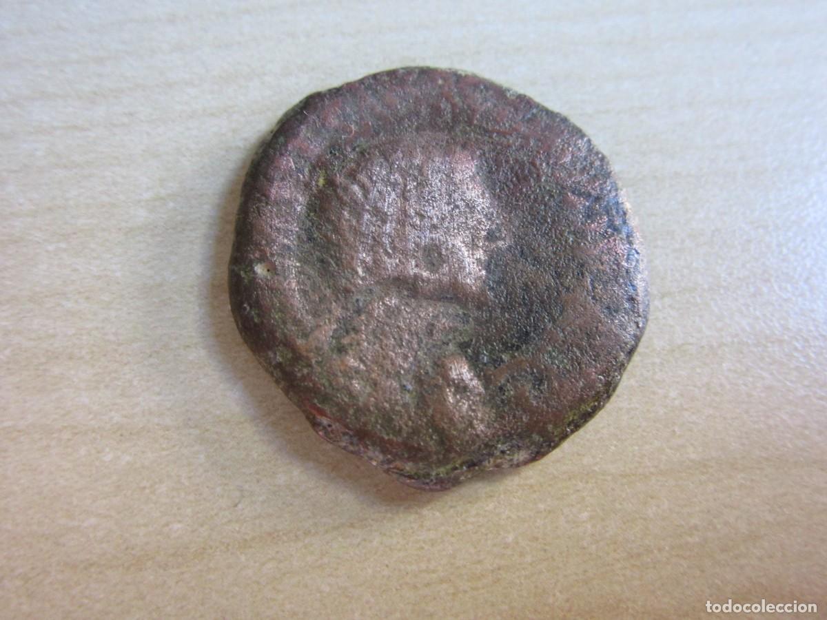 Iberische M&uuml;nzen: As de Calagurris(Calahorra-La Rioja)&Eacute;poca Tiberio 14-36 DC Resello &Aacute;guila Di&aacute;metro 2,8 c, Peso 12,9
